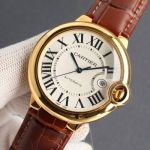 Cartier 18K Gold 42MM Mechanical Movement Crocodile Leather Bracelet White Men's Watch replica watches with fast US shipping